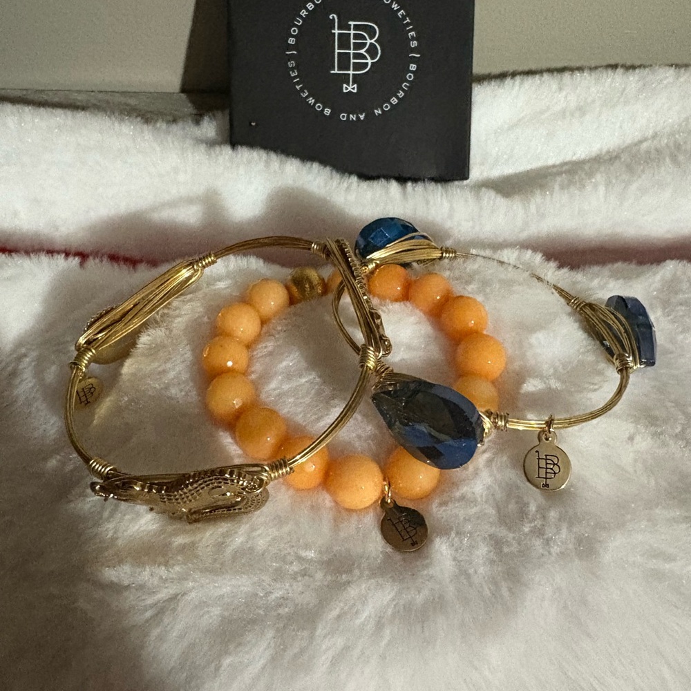Florida Gator Bourbon and Bowties Bracelet 3 piece Set